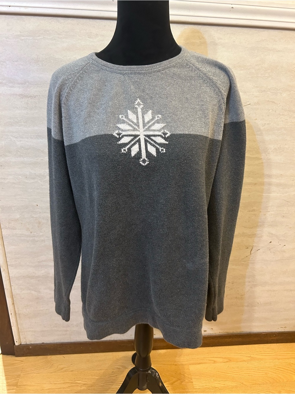 Eddie Bauer Women’s Two-Toned Grey Snowflake Sweater
